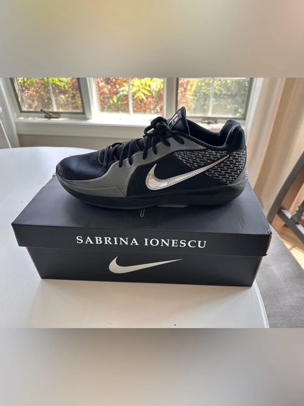 Nike Sabrina Ionescu Low-Top Basketball Shoe - Black & Gray with Silver Swoosh
